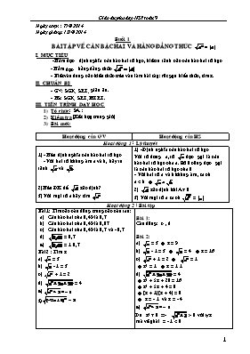 Giáo án phụ đạo Học sinh yếu Toán 9